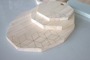 Polygon Cutting Board (Medium) w/  Leather Strap